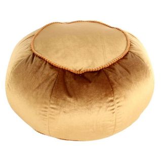 Pouf Rond En Velours "taj Mahal" 65cm Marron