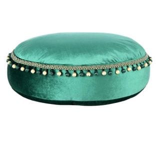 Pouf Déco à Pompons "taj Mahal" 65cm Vert