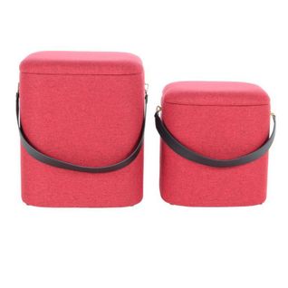 Lot De 2 Poufs et Coffres De Rangement "arabella" 44cm Rouge et Noir