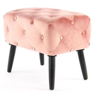 Tabouret En Velours "piano" 60cm Rose