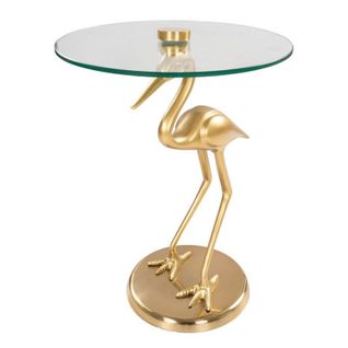 Table D'appoint Design "animality Oiseau" 58cm Or