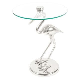 Table D'appoint Design "animality Oiseau" 58cm Argent