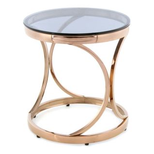 Table D'appoint Design "weyda" 42cm Gris Et Or Rose