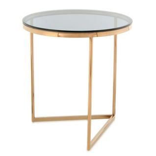 Table D'appoint Design "wynona" 55cm Gris et Or Rose