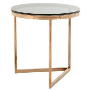 Table D'appoint Design "wynona" 42cm Gris et Or Rose