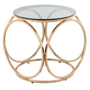 Table D'appoint Design "whitney" 52cm Gris Et Or Rose