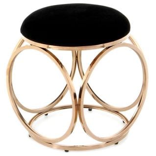 Tabouret Design "whitney" 45cm Noir et Or Rose