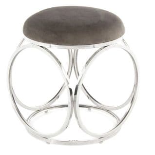 Tabouret Design "whitney" 45cm Gris et Argent