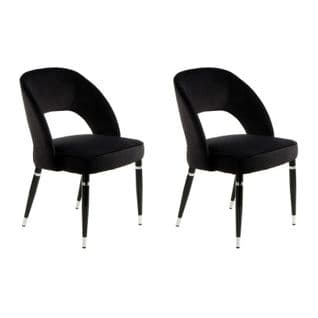 Lot De 2 Chaises En Velours "courtney" 83cm Noir et Argent