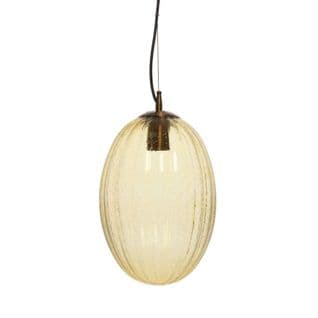 Lampe Suspension En Verre "virgina" 36cm Ambre