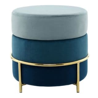 Pouf Rond Design En Velours "matilda" 48cm Bleu