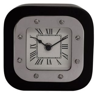 Horloge À Poser "vouman" 17cm Argent Et Noir