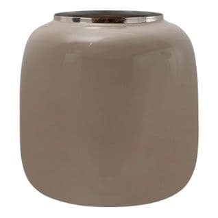 Vase Rond Design "niklas" 20cm Taupe et Argent