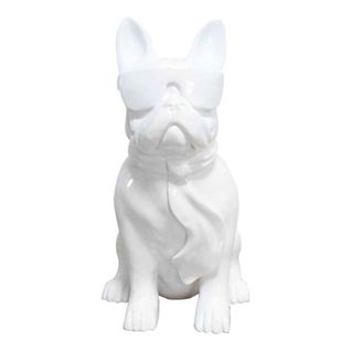 Sculpture Design Chien "dude" 37cm Blanc