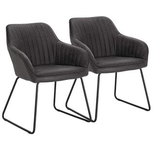 Lot De 2 Chaises De Salle À Manger Siège Rembourrée En Similicuir.chaise Cuisine Pieds.gris