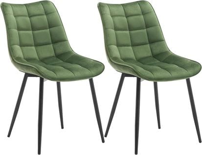 2x Chaises De Salle À Manger Chaise De Cuisine Siège En Velours Pieds En Métal Vert