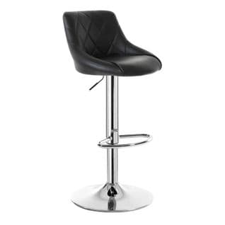 Tabouret De Bar En Cuir Artificiel Avec Dossier-tabouret Ajustables En Hauteur(84-106cm)-noir