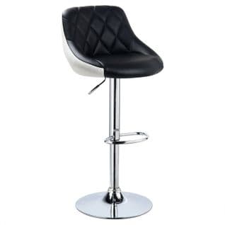 Tabouret De Bar En Cuir Synthétique-chaise Assise Hauteur Réglable-noir