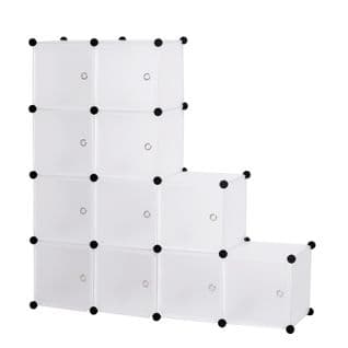 Armoire.penderie Pour Le Stockage Vêtements/livres.étagère De Rangement Diy.11 Cubes.blanc