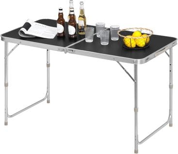 Table De Camping Pliante.table De Jardin.table De Travail.réglable En Hauteur En Aluminium Mdf.noir