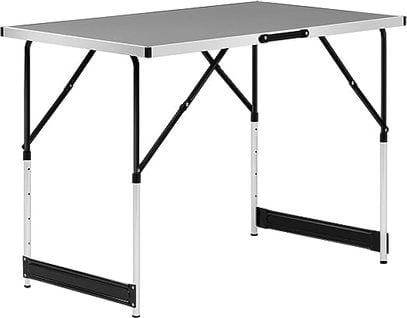 Table De Camping Pliante.table De Jardin Pliable En Aluminium Et Mdf.100x60x94 Cm. Gris