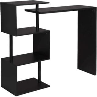 Table De Bar Rotatif Avec 3 Tablettes.table De Bistrot En Métal Et Mdf 134x38x112cm.noir