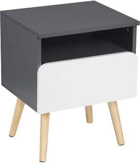1x Table De Chevet Avec Tiroir Et Compartiment Ouvert En Bois.40x33.5x50 cm(lxpxh).gris