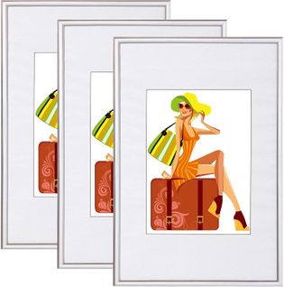 3 X Cadre Photo En Plastique Mat.cadre De Photo Argent 30x40 cm New Life Style Br9864sb-3