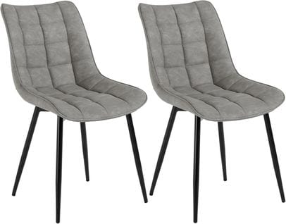 2xchaises De Salle À Manger Siège En Similicuir Chaises De Cusine Pieds En Métal Gris