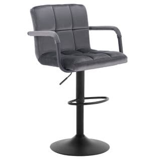 Tabouret De Bar Tabouret Avec Dossier-bistro Assise En Velours- Et 360⁰ Rotatif-gris Foncé