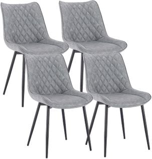 4xchaises De Salle À Manger En Similicuir - 46x40 5x85 5cm - + Métal  - Gris