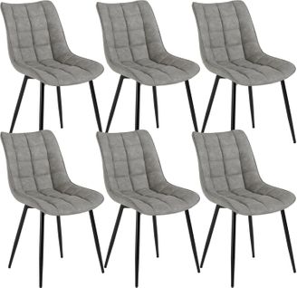 6x Chaise De Salle À Manger Chaise De Cuisine  En Similicuir Épais Pieds En Métal Gris