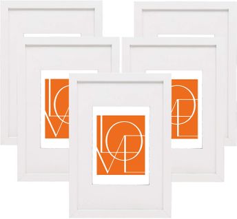 Cadre Photo Lot De 5 Pièces Blanc 21.9x30 cm A4 Cadre En Mdf Design Simple Avec Passe-partout