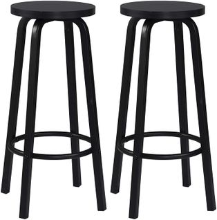 Lot De 2 Tabourets De Bar-bistrot-tabouret De Cuisine-structure En Métal-siège En Mdf-noir