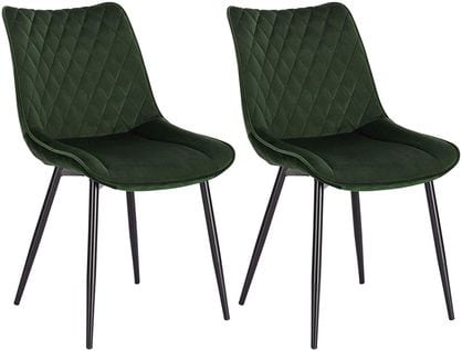 Lot De 2 chaises De Salle À Manger. Siège En Velours.chaises De Cusine. Pieds En Métal. Vert Foncé