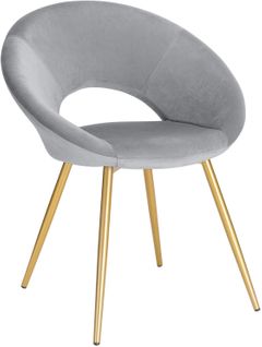 Chaise De Salle À Manger En Velours Pieds En Métal - Gris Clair