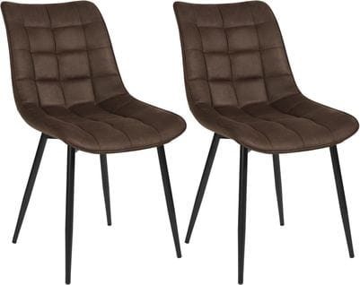 2xchaises De Salle À Manger Chaises De Cuisine En Tissu simili-cuir + Métal Brun Foncé