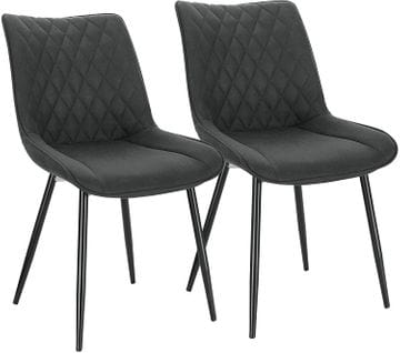 2xchaises De Salle À Manger En Tissu simili-cuir Chaises De Cusine Pieds En Métal Anthracite