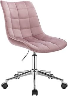 Tabouret De Bureau À Roulettes-chaise De Bureau-tabouret De Travail En Velours-pivotant 360°-rose