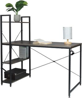 Table D'ordinateur 120 X 64 X 120 Cm - Table De Bureau En Bois Et Acier - Noir+rouille
