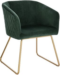 Chaise De Salle À Manger En Velours pieds En Métal Doré. Vert Foncé