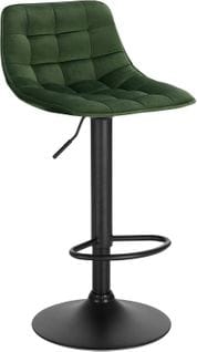 Tabouret De Bar En Velours Et Métal-chaise De Comptoir Réglable En Hauteur Et Rotatif-vert Foncé