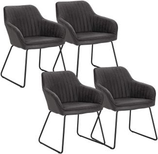 Lot De 4 Chaises De Salle À Manger Siège Rembourrée En Similicuir.chaise De Cuisine.gris