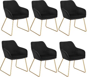 6xchaises De Salle À Manger En Velours Chaises De Cuisine Pieds En Métal Noir