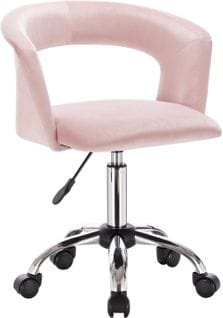 Chaise De Bureau Confortable-fauteuil De Bureau-tabouret À Roulette En Velours--rose