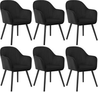 6x Chaises De Salle À Manger En Velours - Noir