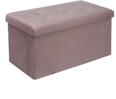 Tabouret Banc De Rangement En Velours.pouf Pliable Cube Coffre De Rangement 76x37.5x38cm.rose