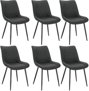 6xchaises De Salle À Manger En Tissu simili-cuir Chaises De Cusine Pieds En Métal Anthracite