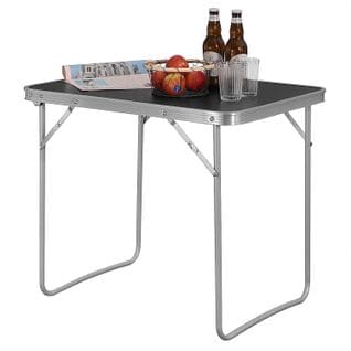 Table De Camping.table Pliante En Aluminium Et Mdf.table De Pique-niqu Pliable.70x60x50 cm. Noir