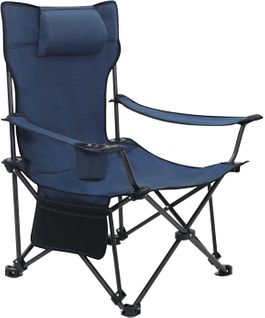 Chaise De Camping Pliante - Chaise Pliable Légère - Chaise De Pêche Dossier Réglable - Bleu